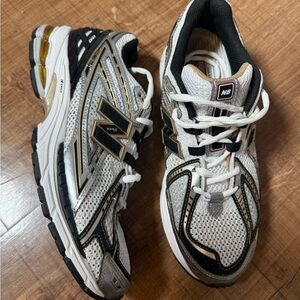 New Balance Tan and White Sneakers